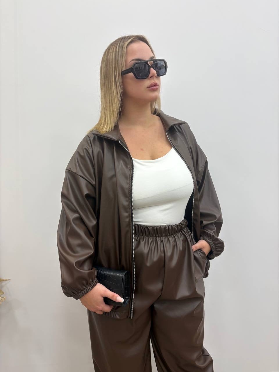 Giacca tuta in ecopelle Curvy Marlena